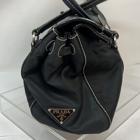 Prada Black Tessuto Nylon Cervo Leather Antic Easy Flap Shoulder Bag - Picture 4 of 16